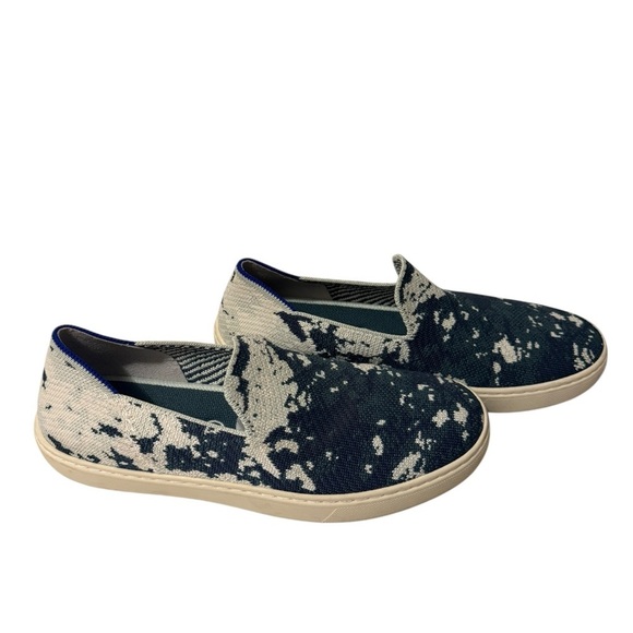 Rothy's Green Shibori slip on sneakers,Stylish Blue and Cream Slip-On Shoes - Picture 9 of 9